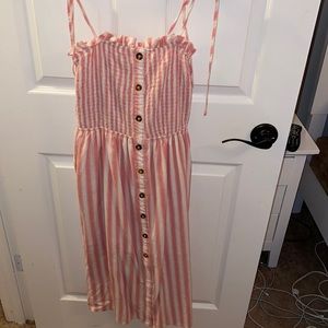 Pink and cream striped dress